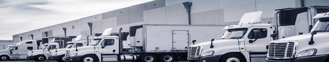 Commercial trucks lined up next to each other.